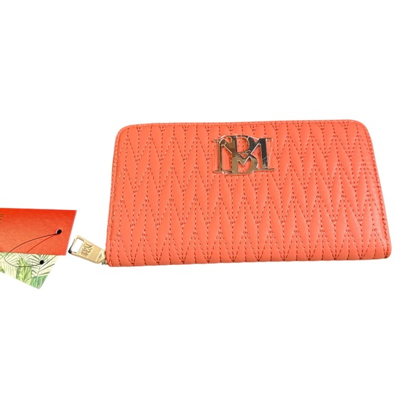 Badgley Mischka Handbags - Badgley Mischka Coral Quilted Vegan Leather Zip Around Wallet BM-1140